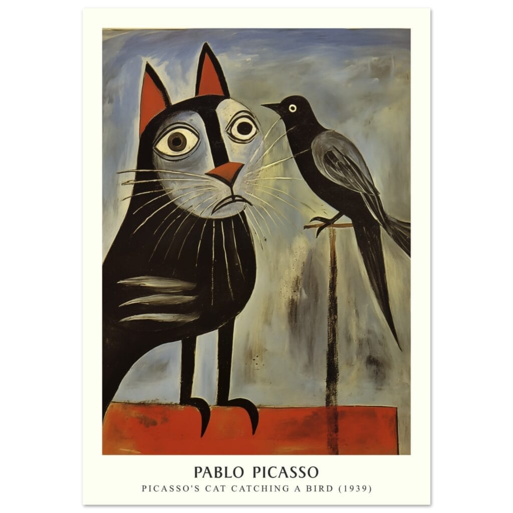 Pablo Picasso - Picasso's cat catching a bird poster