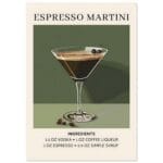 Espresso Martini cocktail - Ingrediënten poster