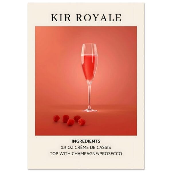 Kir Royale cocktail - Ingrediënten poster