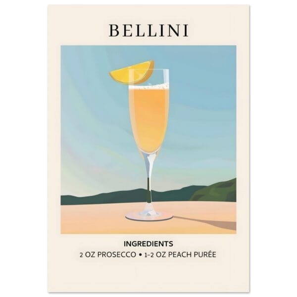 Bellini cocktail - Ingrediënten poster