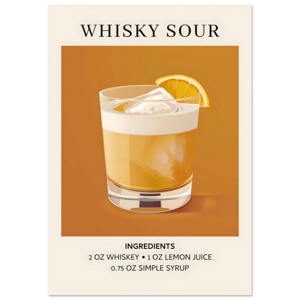 Whisky Sour cocktail - Ingrediënten poster