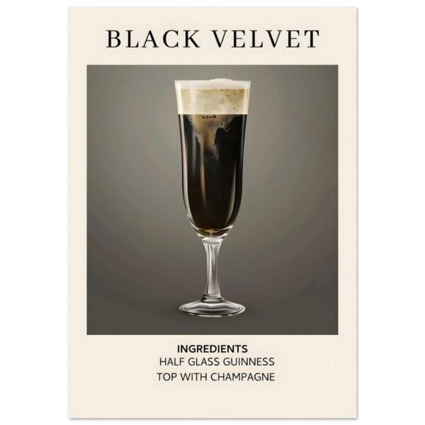 Black Velvet cocktail - Ingrediënten poster