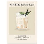 White Russian cocktail - Ingrediënten poster