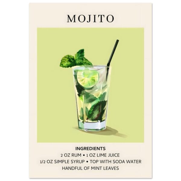 Mojito cocktail - Ingrediënten poster