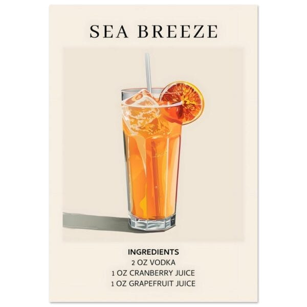 Sea Breeze cocktail - Ingrediënten poster