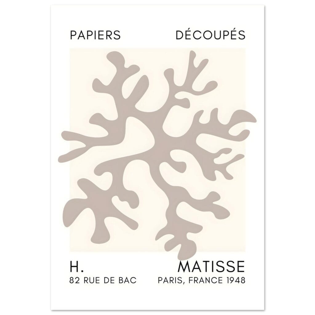 Matisse – Dreamy coral flower grey poster