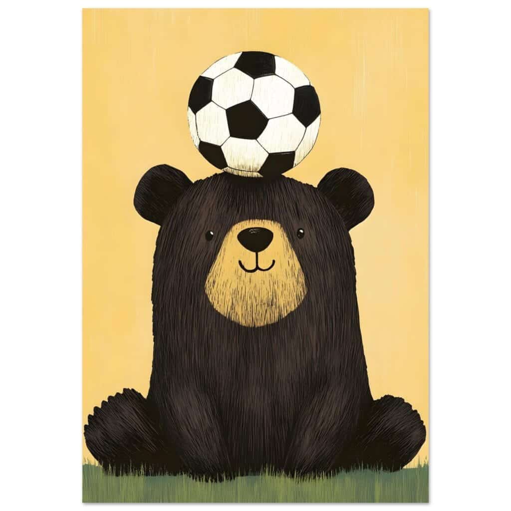 Voetballende beer poster