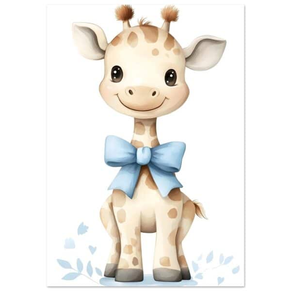 Giraffe met blauwe strik poster