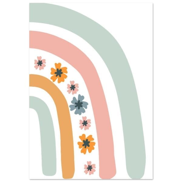Regenboog met bloemen II poster