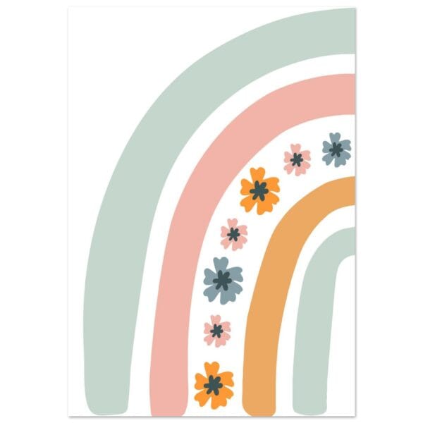 Regenboog met bloemen I poster