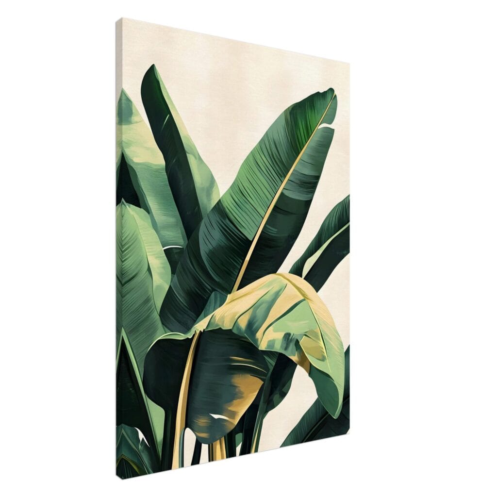 Tropical green leaves canvas